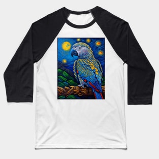 African Grey Parrot in starry night Baseball T-Shirt